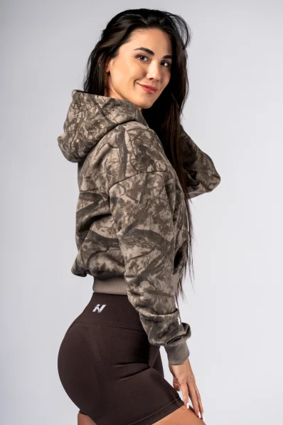 NEBBIA Mikina na zips s kapucou POWER Camo bledá 2