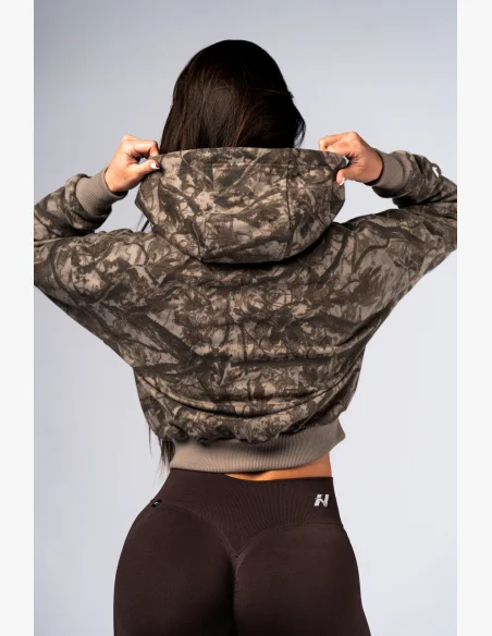 NEBBIA Mikina na zips s kapucou POWER Camo bledá