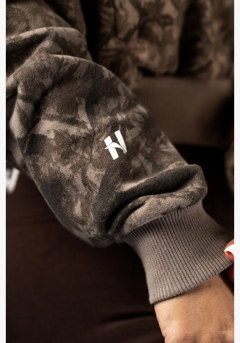 NEBBIA Mikina na zips s kapucou POWER Camo bledá