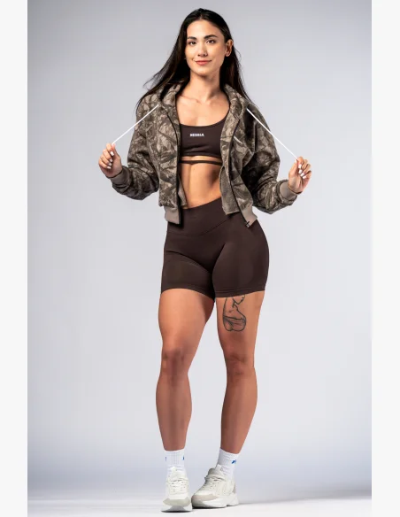 NEBBIA Mikina na zips s kapucou POWER Camo bledá