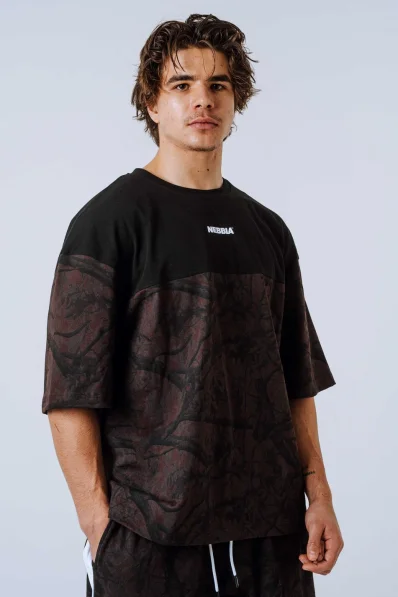 NEBBIA Oversized tričko POWER Camo tmavé