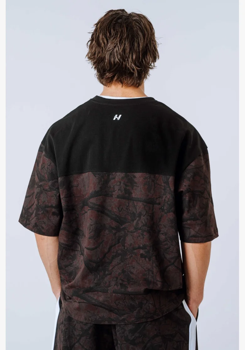 NEBBIA Oversized tričko POWER Camo tmavé