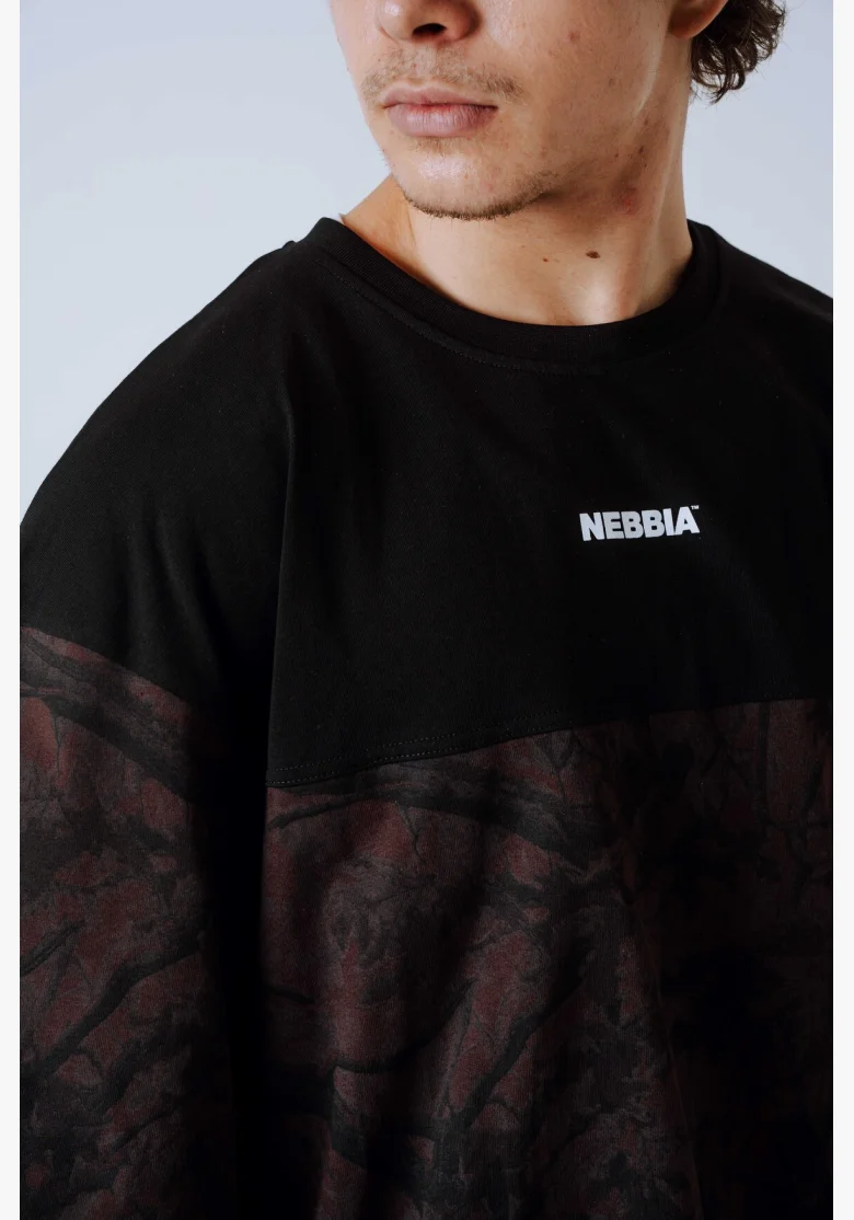 NEBBIA Oversized tričko POWER Camo tmavé