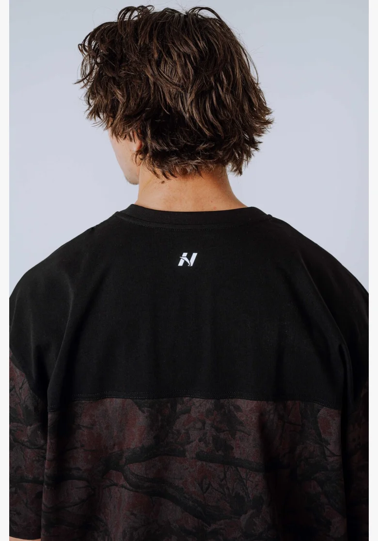 NEBBIA Oversized tričko POWER Camo tmavé