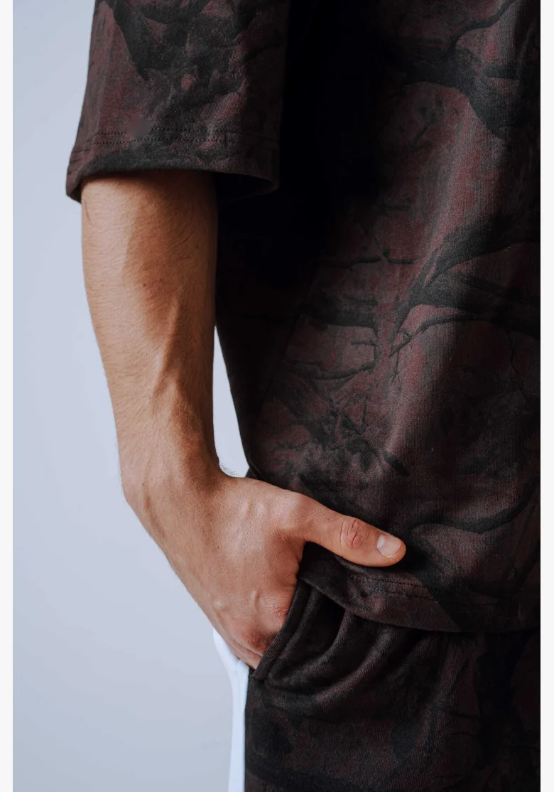 NEBBIA Oversized tričko POWER Camo tmavé