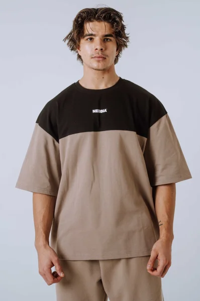NEBBIA Oversized tričko POWER béžové