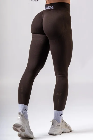 NEBBIA High-waist push-up legíny POWER hnedé 2