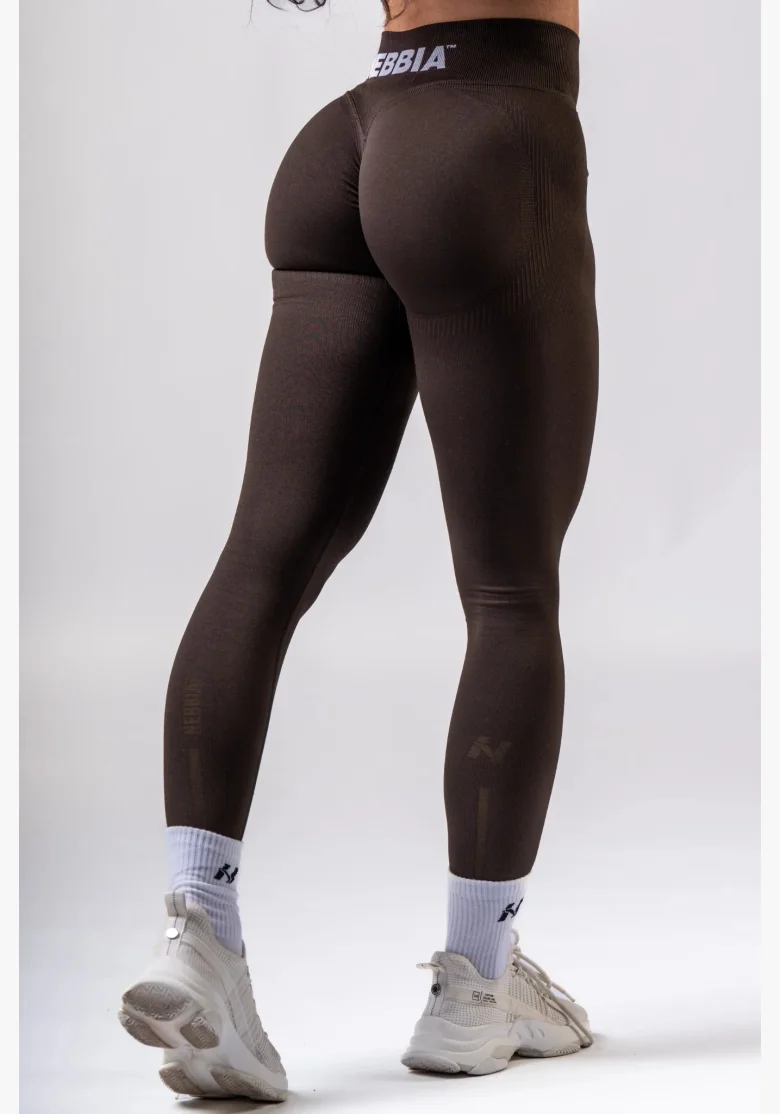 NEBBIA High-waist push-up legíny POWER hnedé