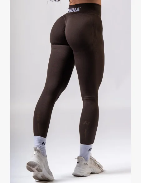 NEBBIA High-waist push-up legíny POWER hnedé