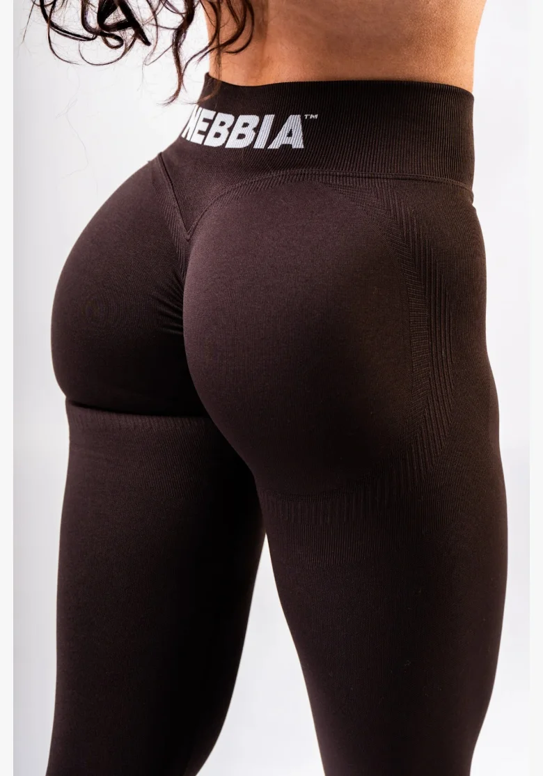 NEBBIA High-waist push-up legíny POWER hnedé