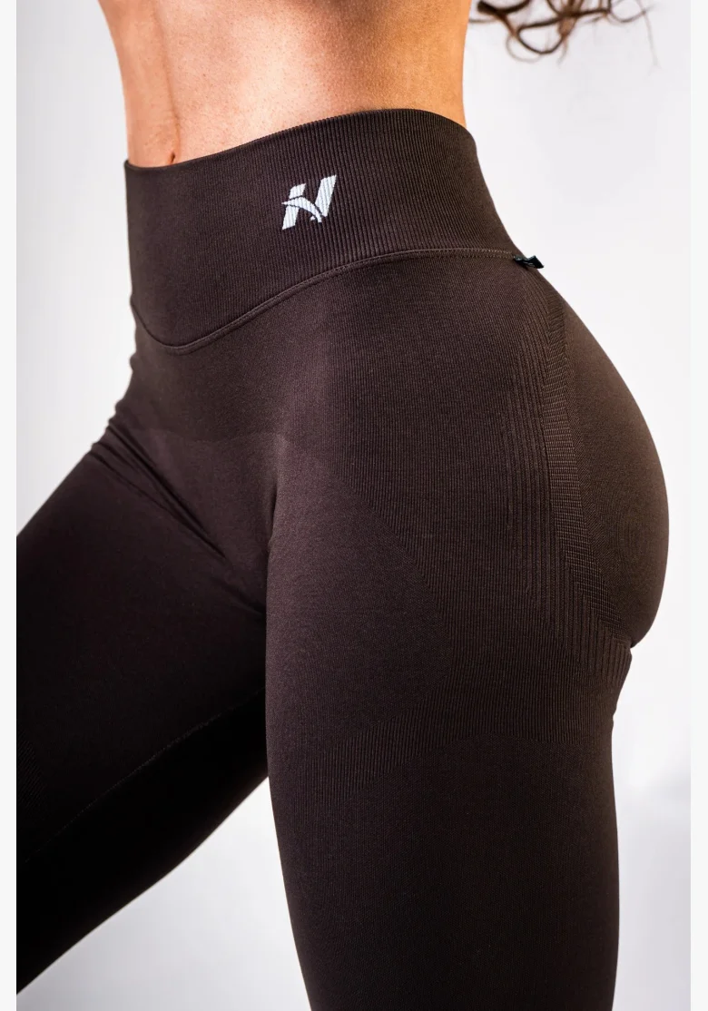 NEBBIA High-waist push-up legíny POWER hnedé