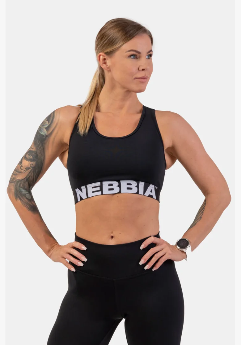 NEBBIA Športová podprsenka so strihom Cross Back čierna