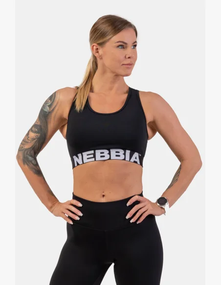 NEBBIA Športová podprsenka so strihom Cross Back čierna