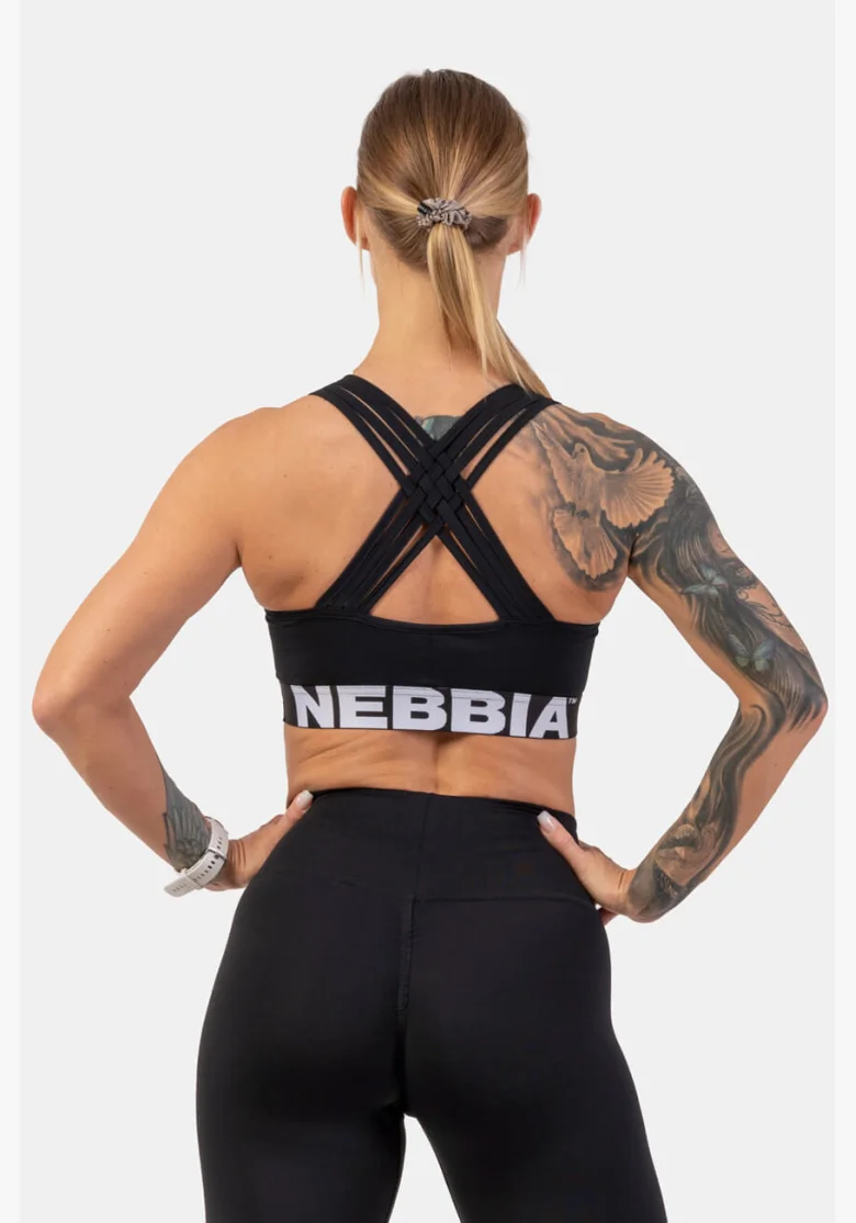 NEBBIA Športová podprsenka so strihom Cross Back čierna