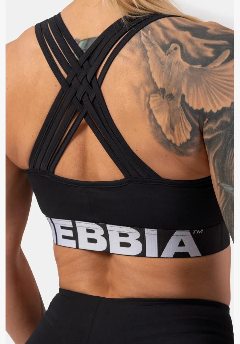NEBBIA Športová podprsenka so strihom Cross Back čierna