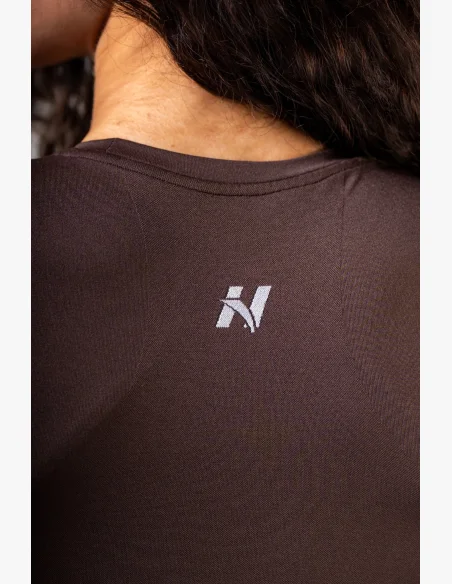 NEBBIA Seamless crop top s krátkymi rukávmi POWER hnedý