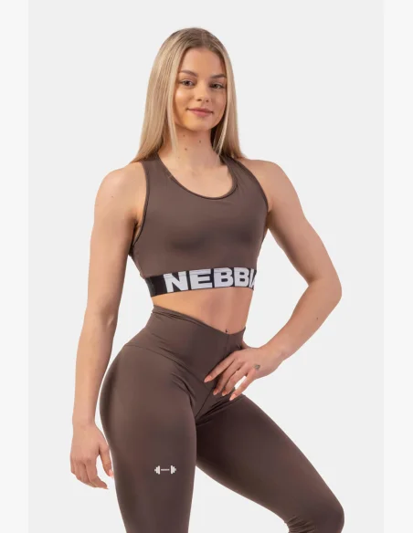 NEBBIA Športová podprsenka s strihom Cross Back hnedá