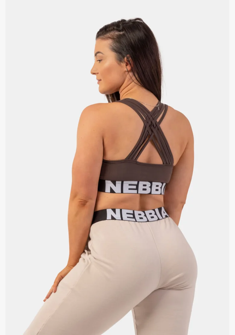 NEBBIA Športová podprsenka s strihom Cross Back hnedá