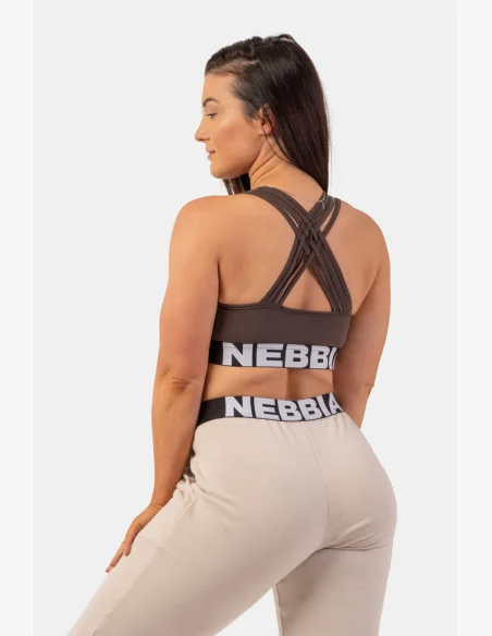 NEBBIA Športová podprsenka s strihom Cross Back hnedá