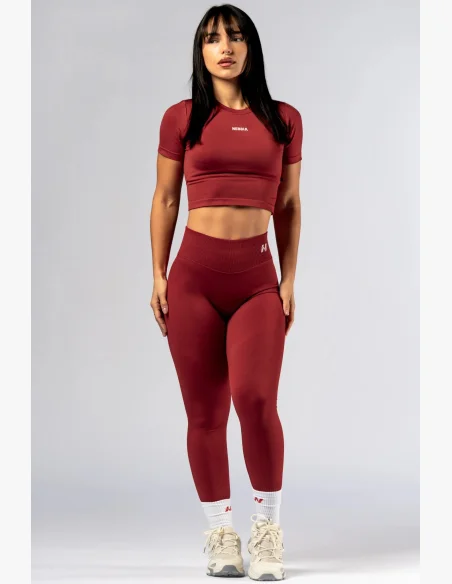 NEBBIA Seamless krátky top s krátkym rukávom POWER červený
