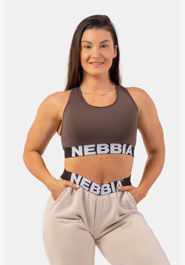 NEBBIA Športová podprsenka s strihom Cross Back hnedá
