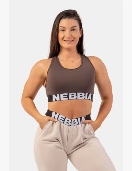 NEBBIA Športová podprsenka s strihom Cross Back hnedá