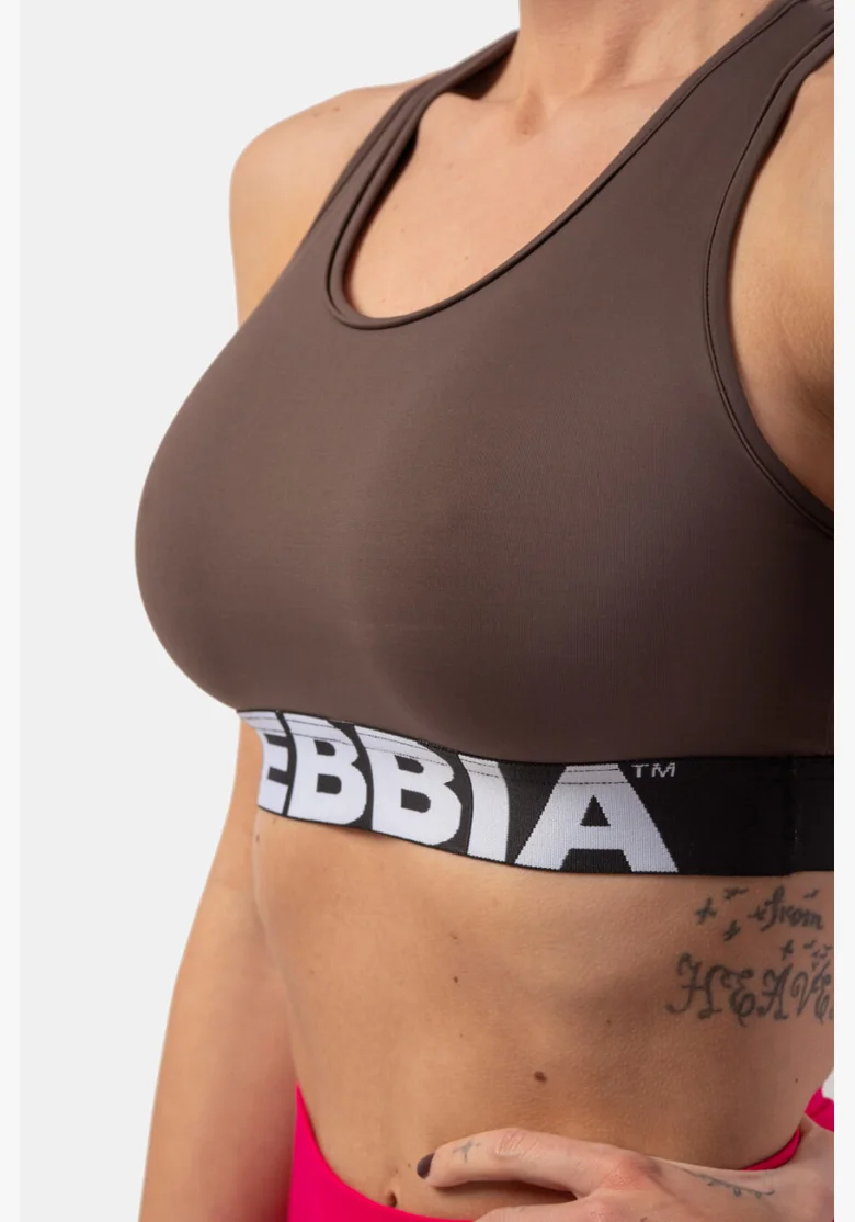 NEBBIA Športová podprsenka s strihom Cross Back hnedá
