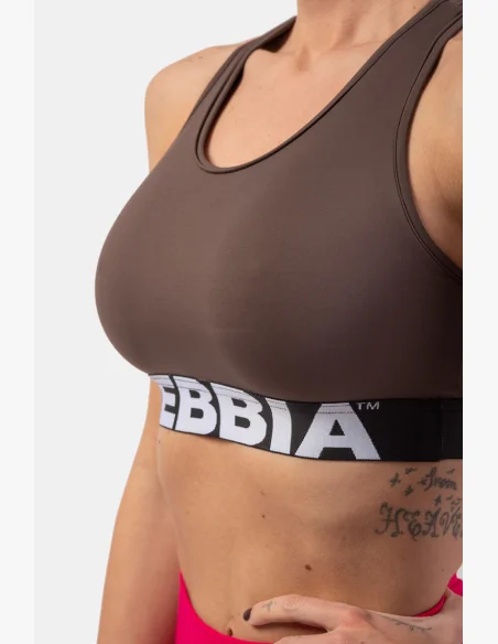 NEBBIA Športová podprsenka s strihom Cross Back hnedá