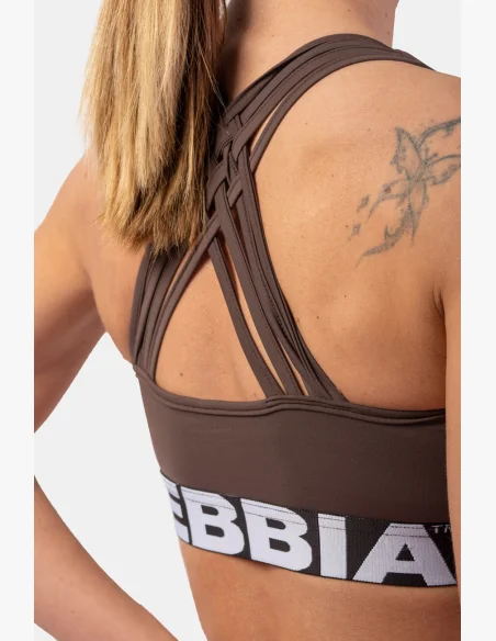 NEBBIA Športová podprsenka s strihom Cross Back hnedá