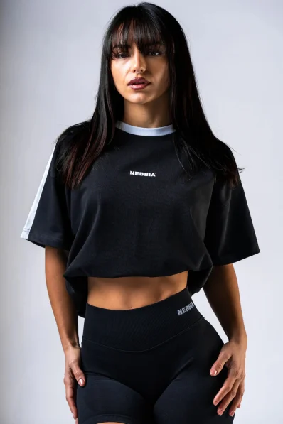 NEBBIA Relaxed fit tričko POWER čierne