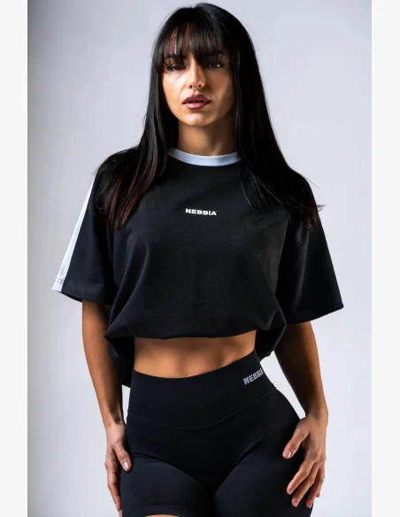 NEBBIA Relaxed fit tričko POWER čierne