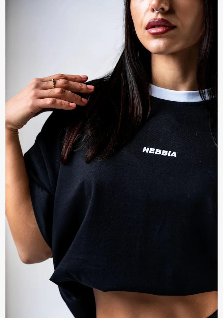 NEBBIA Relaxed fit tričko POWER čierne