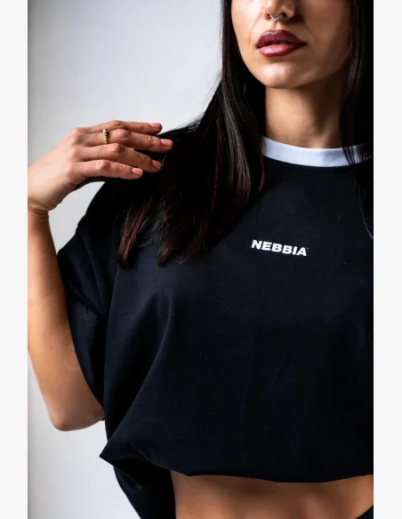 NEBBIA Relaxed fit tričko POWER čierne
