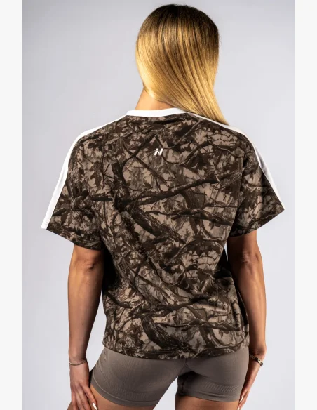 NEBBIA Relaxed fit tričko POWER camo béžové