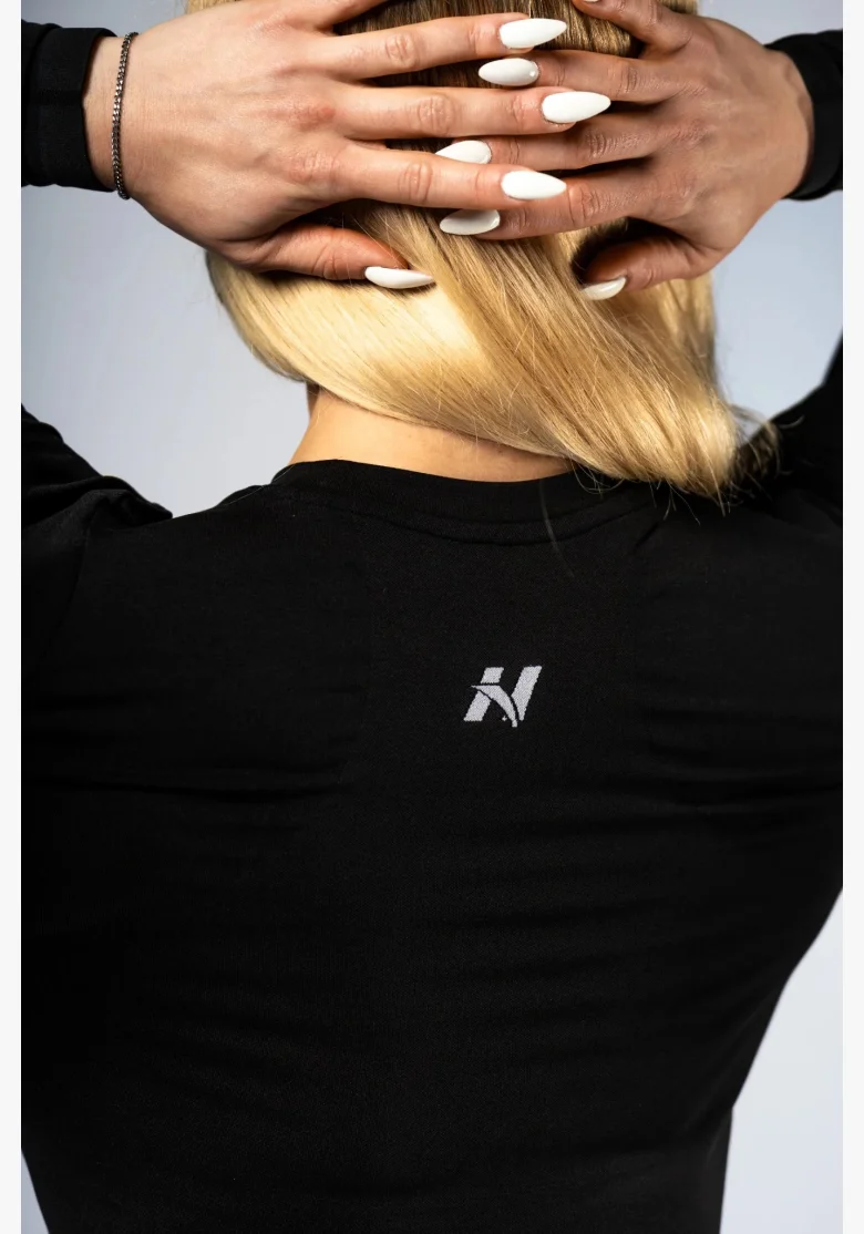 NEBBIA Seamless crop top s dlhým rukávom POWER čierny