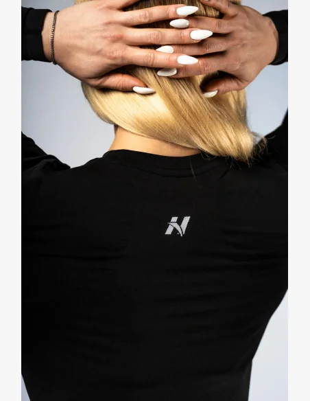 NEBBIA Seamless crop top s dlhým rukávom POWER čierny