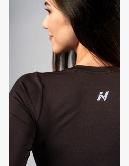 NEBBIA Seamless crop top s dlhým rukávom POWER hnedé