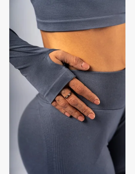 NEBBIA Seamless crop top s dlhým rukávom POWER sivý