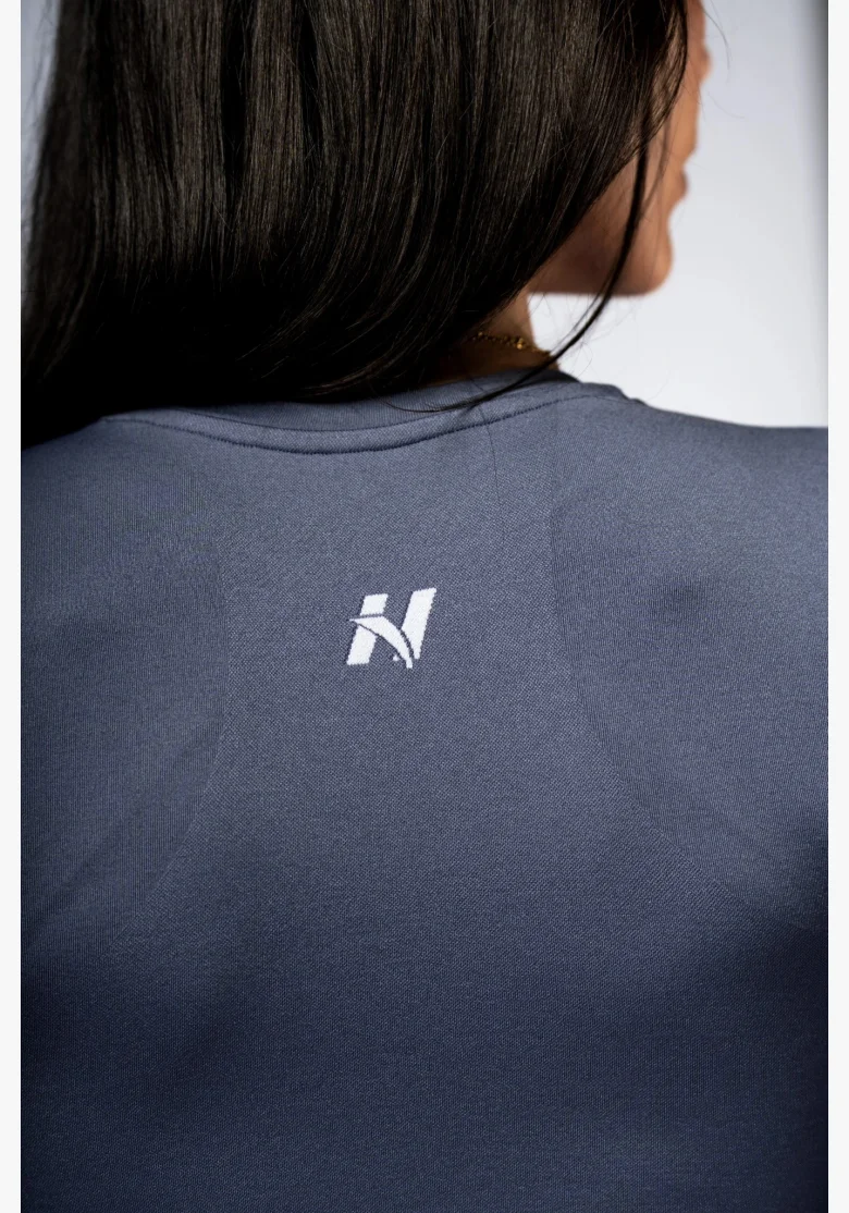 NEBBIA Seamless crop top s dlhým rukávom POWER sivý