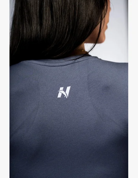 NEBBIA Seamless crop top s dlhým rukávom POWER sivý