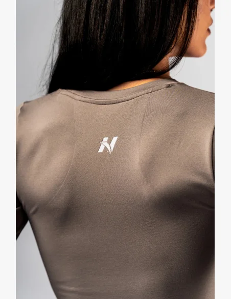 NEBBIA Seamless crop top s dlhým rukávom POWER béžový