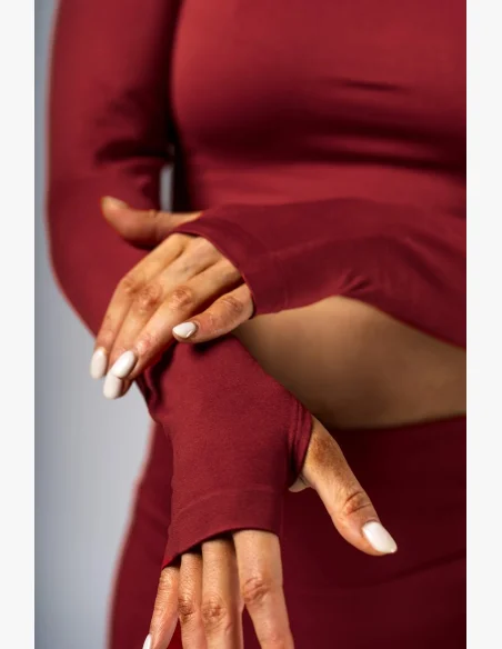 NEBBIA Seamless crop top s dlhým rukávom POWER červený