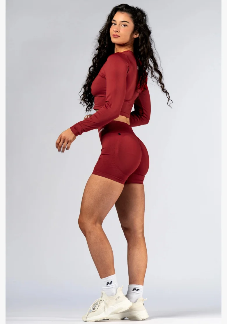 NEBBIA Seamless crop top s dlhým rukávom POWER červený