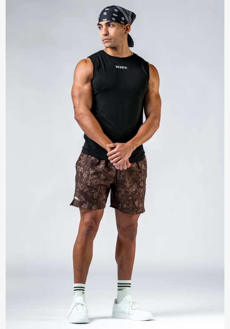 NEBBIA Tréningové šortky POWER Camo tmavé