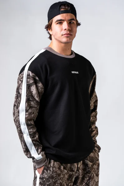 NEBBIA Relaxed fit mikina POWER Camo bledá