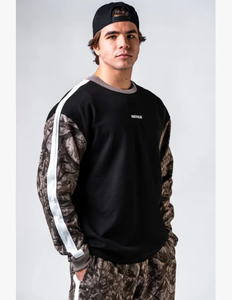 NEBBIA Relaxed fit mikina POWER Camo bledá