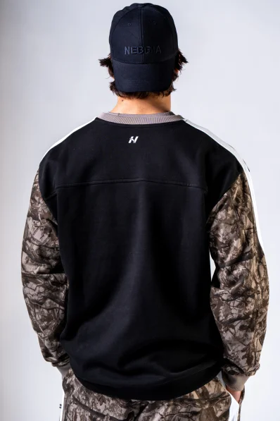 NEBBIA Relaxed fit mikina POWER Camo bledá 2