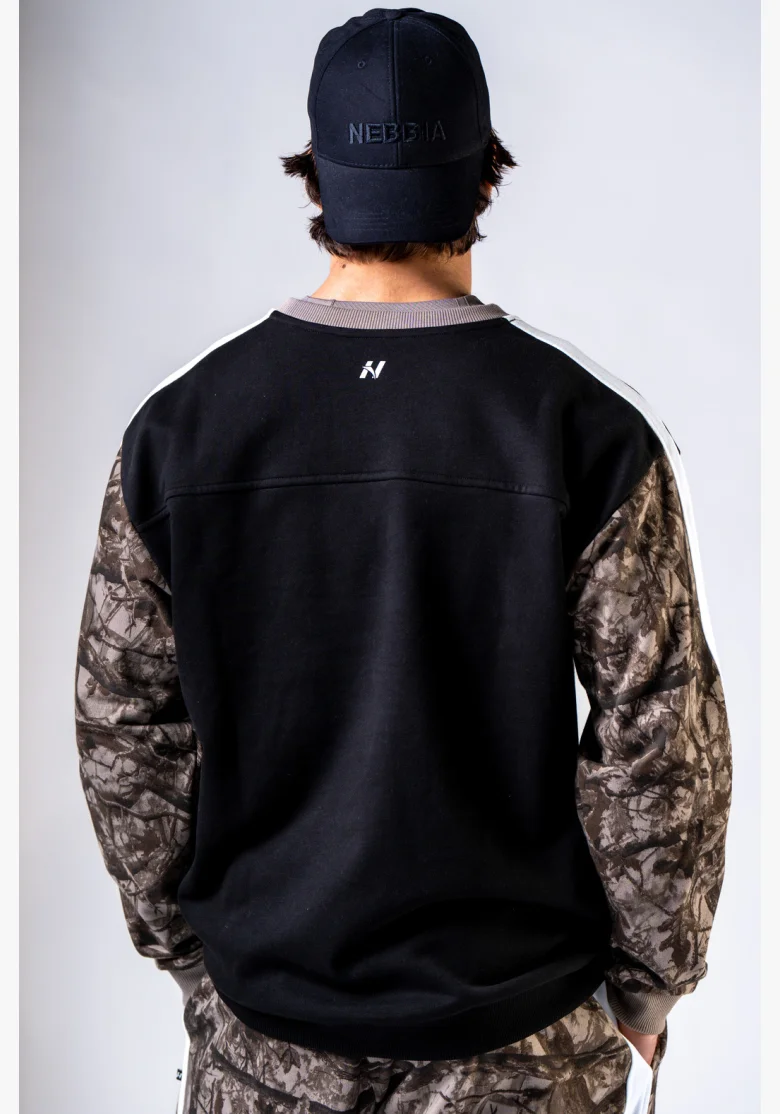 NEBBIA Relaxed fit mikina POWER Camo bledá