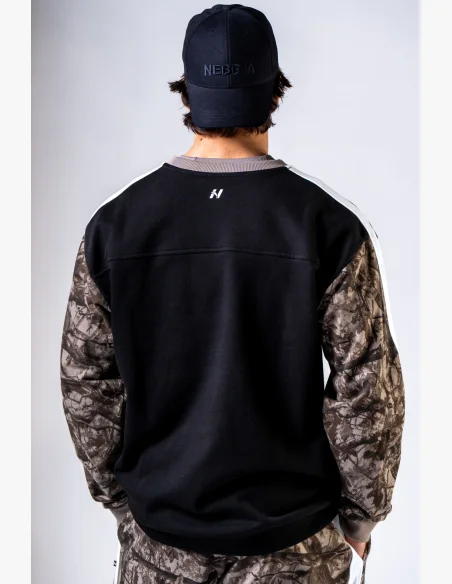 NEBBIA Relaxed fit mikina POWER Camo bledá