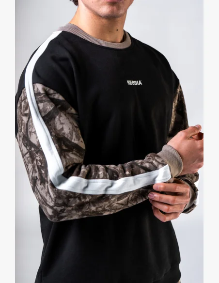 NEBBIA Relaxed fit mikina POWER Camo bledá